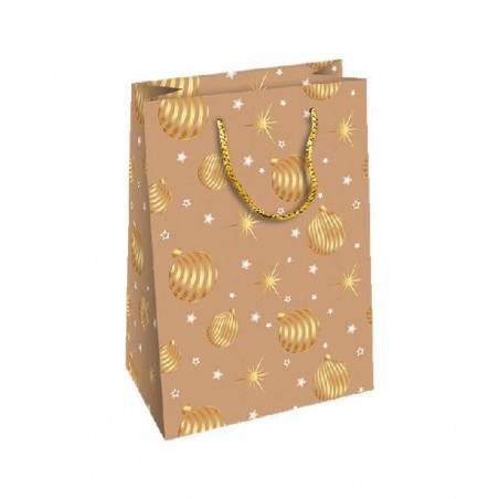 SHOPPER CARTA NATALE WOOD 25x12x35 10pz MANICO TESSUTO,DECORI ORI [2640018-00.jpg]