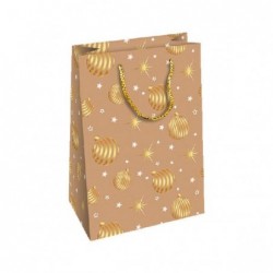 SHOPPER NATALE WOOD 33x10x45 10pz MANICO TESSUTO,CARTA KRAFT DECORI ORO [2640019-00.jpg]