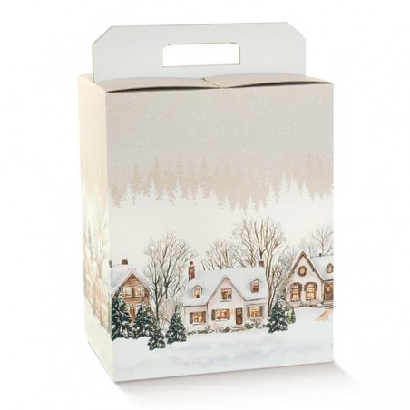 SCATOLA PANETTONE+BOTTIGLIA CHRISTMAS VILLAGE mm330X250h350 [SC197776-00.jpg]