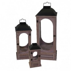 SET 3 LANTERNE LEGNO/MET. CON CASSETTO misure cm 18x18h45-25x25h65-32x32h85 [9010011-00.jpg]