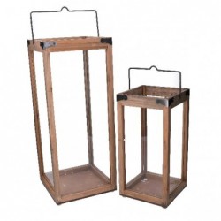 SET 2 LANTERNE LEGNO NATURALE QUADRATE cm20x20x40h - 25x25x60h [9010014-00.jpg]