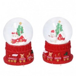 SFERA VETRO C/ACQUA MUSICA e LED 8x12h 2 SOGGETTI PUPAZZO DI NEVE [9010050-00.jpg]