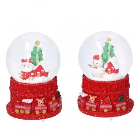 SFERA VETRO C/ACQUA MUSICA e LED 8x12h 2 SOGGETTI PUPAZZO DI NEVE [9010050-00.jpg]