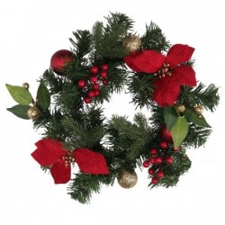 CORONA VERDE+STELLA NATALE ROSSO d30cm GHIRLANDA COMPLETA DI ADDOBBI [9015308-20.jpg]