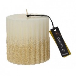 CANDELA AVORIO GLITTER ORO d.10xh10cm [0711033-00.jpg]