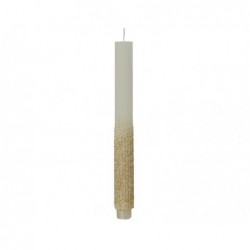 SET 2 CANDELE AVORIO GLITTER ORO h.27cm [0711034-00.jpg]