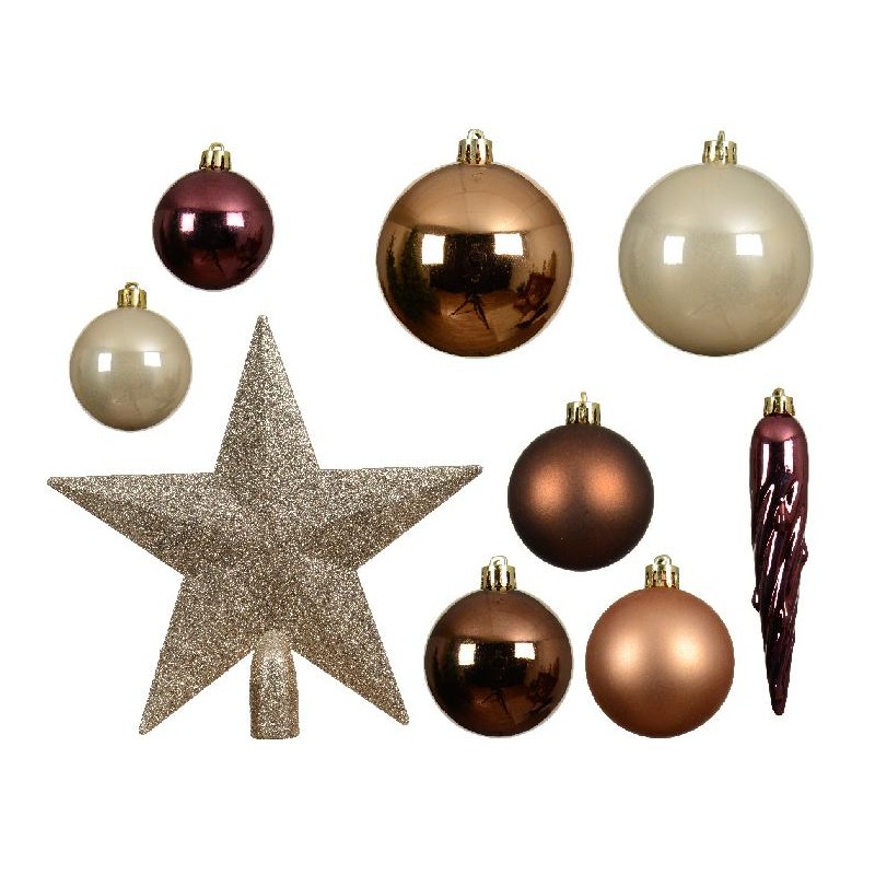 BOX 33 SFERE PLASTICA d.6/7/8cm Ass. PUNTALE STELLA GLITTER,SFERE LUC/OPACHE [9010607-00.jpg]