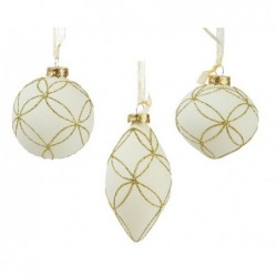 SFERA VETRO BIANCO,GLITTER ORO d.8cm 3 FORME Ass. SFERA,CIPOLLA,PIGNA [9010612-00.jpg]