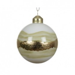 BOX 3 SFERE VETRO BIANCO FASCIA ORO d.8 [9010613-00.jpg]