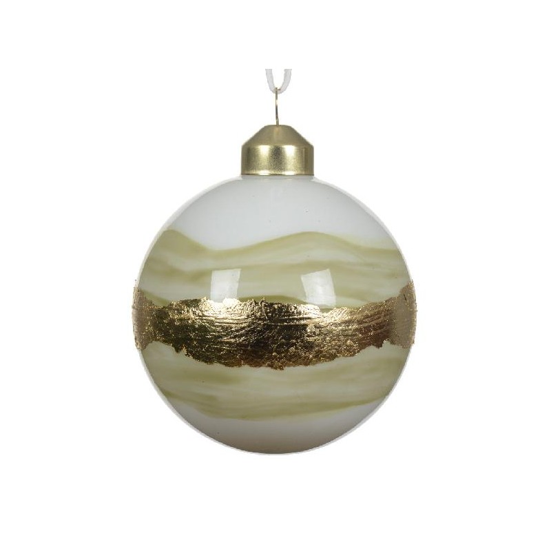 BOX 3 SFERE VETRO BIANCO FASCIA ORO d.8 [9010613-00.jpg]