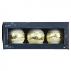 BOX 3 SFERE VETRO BIANCO FASCIA ORO d.8 [9010613-10.jpg]