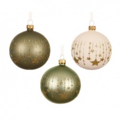 SFERA VETRO OPACO STELLE ORO GLITTER 8cm 3 COLORI Ass. [9010616-00.jpg]