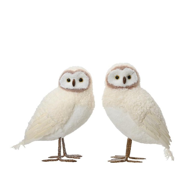 GUFO PELLICCIA BIANCA GLITTER h.21cm [9010621-00.jpg]