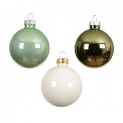 BOX 16 SFERE VETRO d.8cm VERDE/BIANCO MIX LUCIDO/OPACO Ass. [9015013-00.jpg]