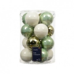 BOX 16 SFERE VETRO d.8cm VERDE/BIANCO MIX LUCIDO/OPACO Ass. [9015013-10.jpg]