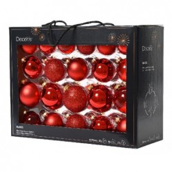 BOX 42 SFERE VETRO ROSSO d.7cm Ass. TRASPARENTE,GLITTER,LUCIDO,OPACO [9015017-10.jpg]