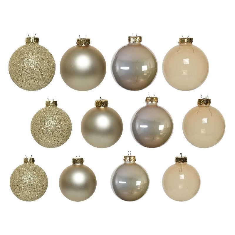 BOX 42 SFERE VETRO AVORIO d.7cm Ass. TRASPARENTE,GLITTER,LUCIDO,OPACO [9015019-00.jpg]