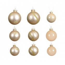 BOX 20 SFERE VETRO AVORIO d.5/6/7cm Ass. TRASPARENTE,GLITTER,LUCIDO,OPACO [9015024-00.jpg]