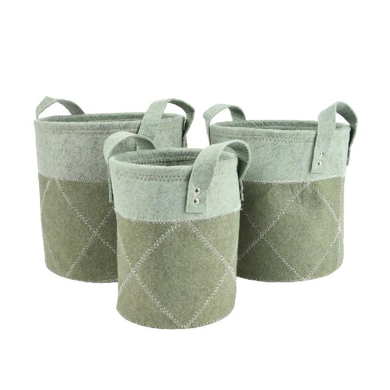 SET 3 CESTI FELTRO SALVIA CON MANICO d.20x25h - 26x28h - d.30x30h [9015487-00.jpg]