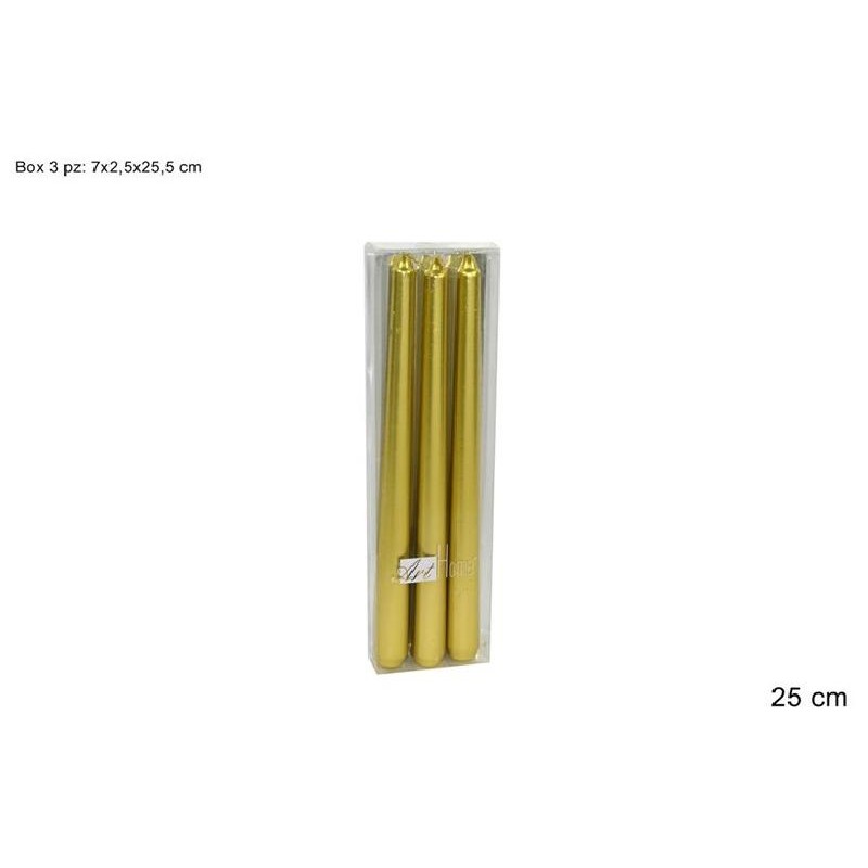 CANDELA CONICA 25cm 3pz ORO [0710053-00.jpg]