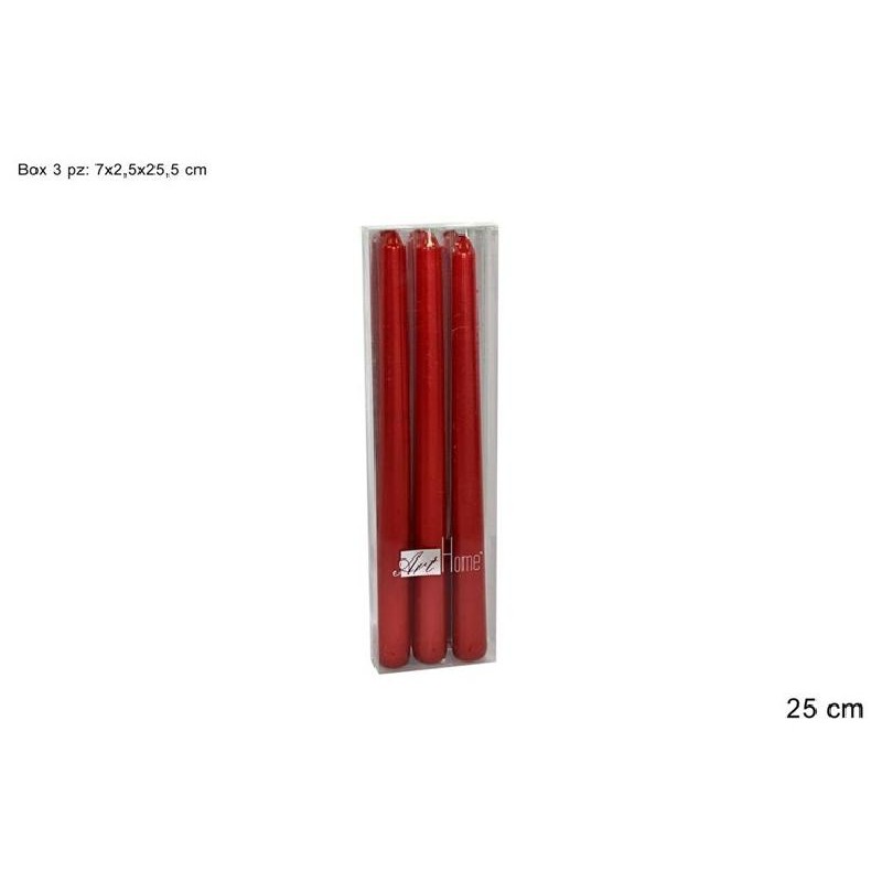 CANDELA CONICA 25cm 3pz ROSSO [0710080-00.jpg]