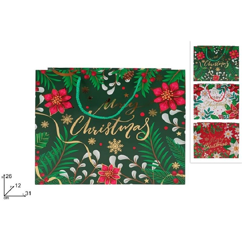 SHOPPER STELLE NATALE 31x26+12cm ASSORTITE BIANCO-ROSSO-VERDE ORIZZONTALE [2630905-00.jpg]