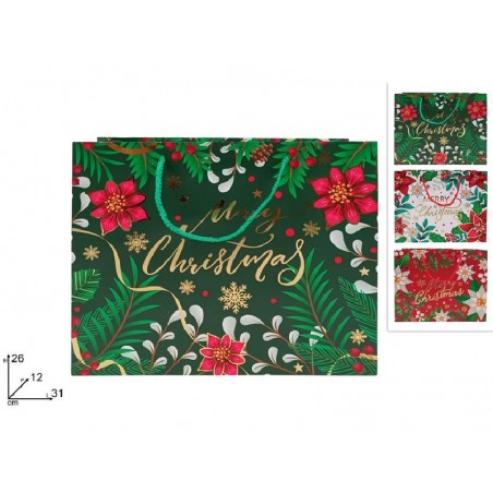 SHOPPER STELLE NATALE 31x26+12cm ASSORTITE BIANCO-ROSSO-VERDE ORIZZONTALE [2630905-00.jpg]