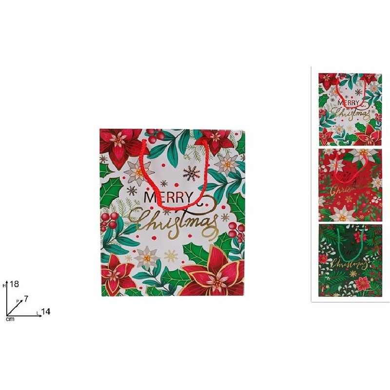 SHOPPER STELLE NATALE 14x18+7cm ASSORTITE BIANCO-ROSSO-VERDE [2630906-00.jpg]