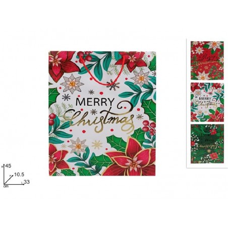 SHOPPER STELLE NATALE 33x45+10,5cm ASSORTITE BIANCO-ROSSO-VERDE [2630907-00.jpg]