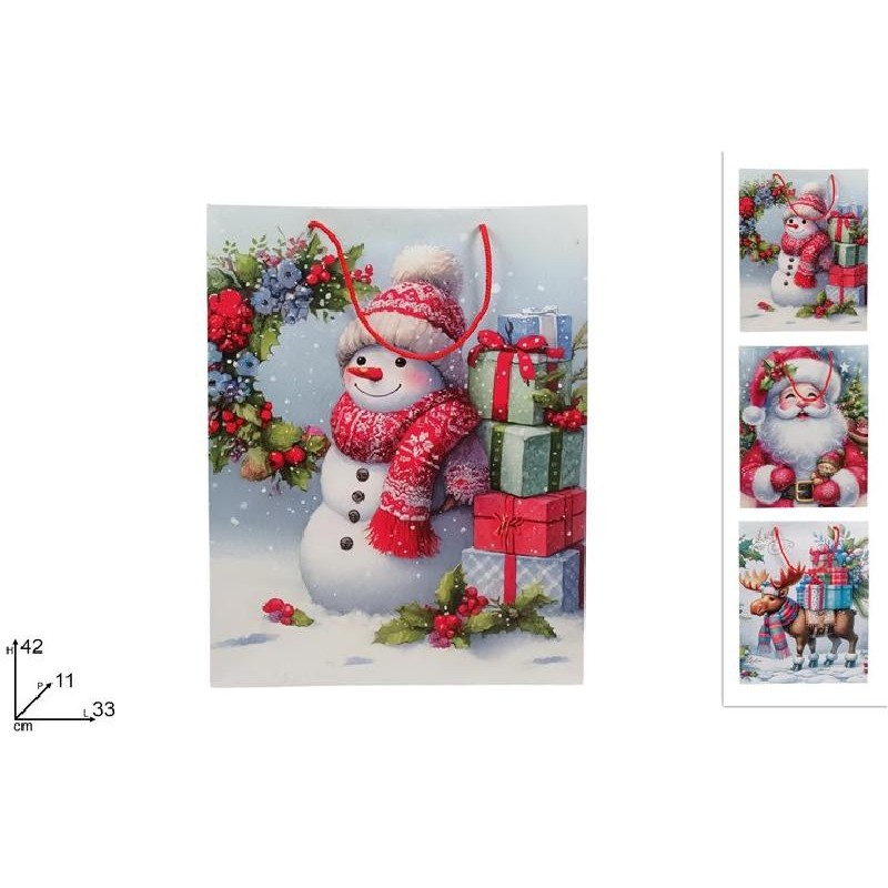 SHOPPER NATALE 42x33+11cm ASSORTITE PUPAZZO NEVE /BABBO NATALE/RENNA [2630912-00.jpg]