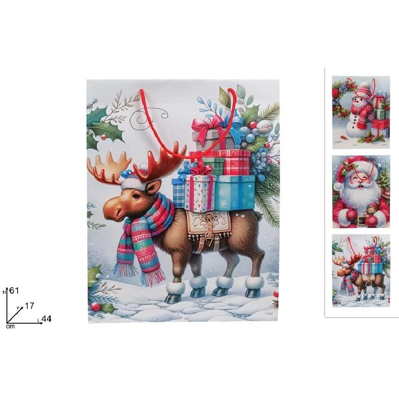 SHOPPER NATALE 44x61+17cm ASSORTITE PUPAZZO NEVE /BABBO NATALE/RENNA [2630914-00.jpg]