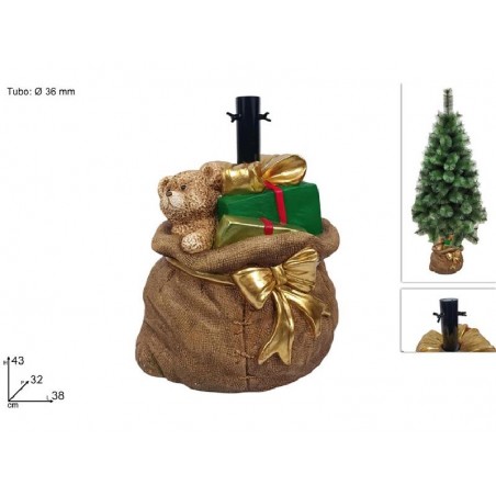 ---BASE PER ALBERO DI NATALE A FORMA DI SACCO DEI REGALI MISURA cm38x32h43 DIAMETRO DEL FORO PER ALBERO 36mm [9010003-00.jpg]