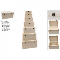 SCATOLE LEGNO RETTANGOLARI SET 7pz MISURE ASSORTITE. [9010103-00.jpg]