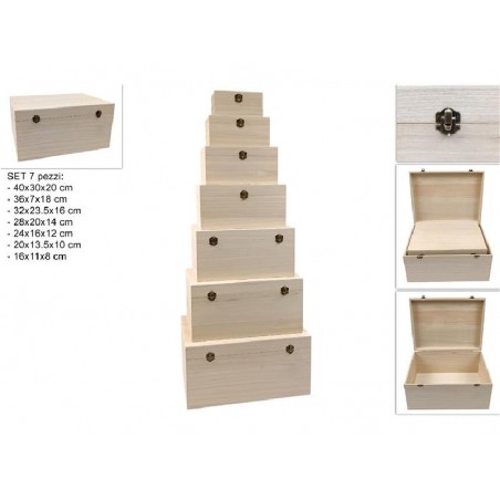 SCATOLE LEGNO RETTANGOLARI SET 7pz MISURE ASSORTITE. [9010103-00.jpg]