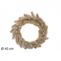 CORONA DIETROPORTA RAMI ABETE CHAMPAGNE DIAMETRO 40cm [9010164-00.jpg]