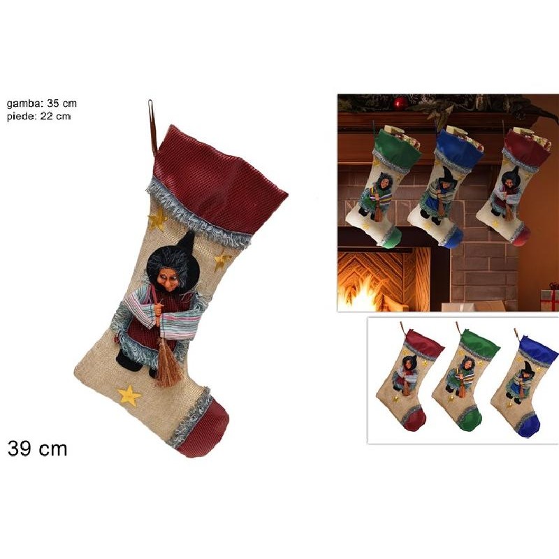 CALZA DELLA BEFANA IN JUTA 39cm  3col ASSORTITA ROSSO,BLU E VERDE [9011163-00.jpg]