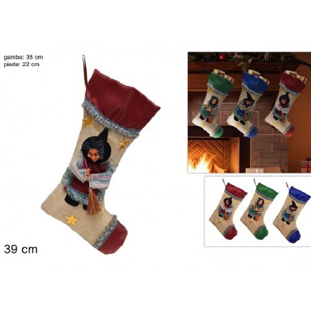 CALZA DELLA BEFANA IN JUTA 39cm  3col ASSORTITA ROSSO,BLU E VERDE [9011163-00.jpg]