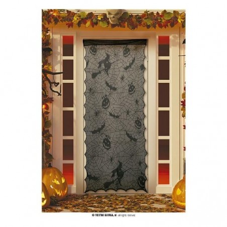 DECORAZIONE HALLOWEEN PER PORTA 194x100 CM NERA IN PIZZO [9040134-00.jpg]