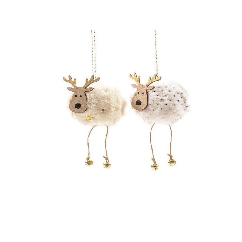 ADDOBBO PER ALBERO h16cm RENNA LEGNO E PELLICCIA CON STELLINE ORO [9010015-00.jpg]