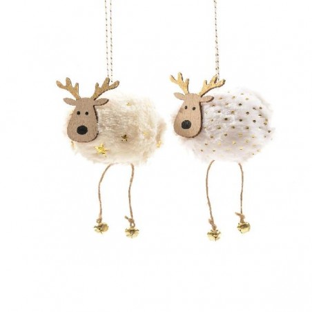 ADDOBBO PER ALBERO h16cm RENNA LEGNO E PELLICCIA CON STELLINE ORO [9010015-00.jpg]