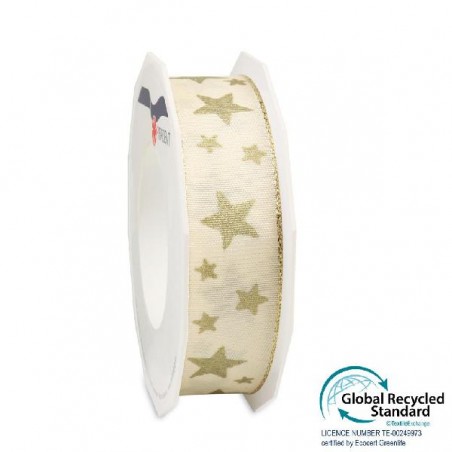 NASTRO COTONE AVORIO CON STELLE ORO mm25x20mt [2700026-00.jpg]