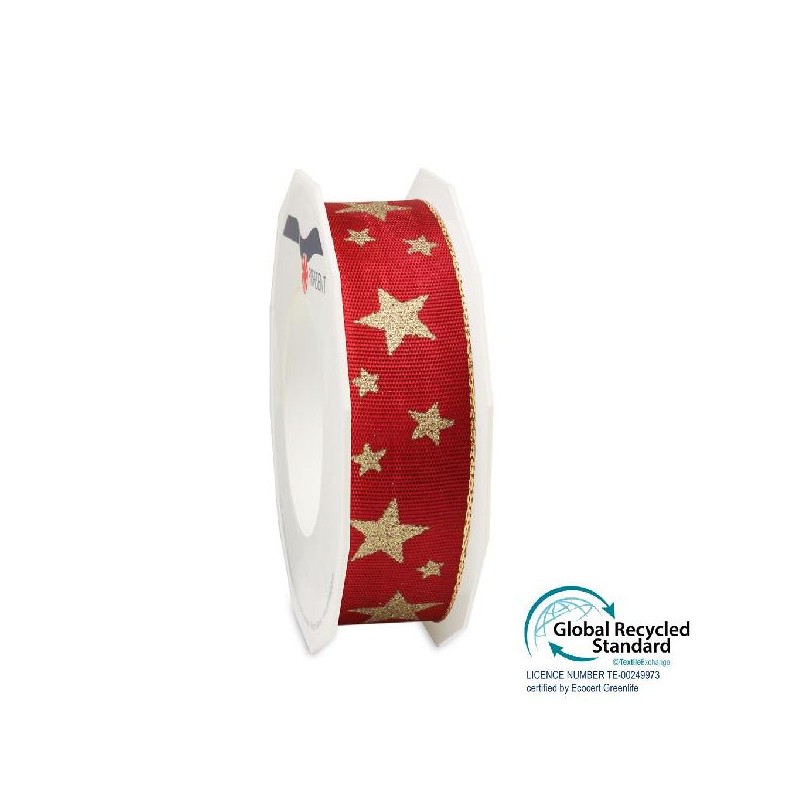 NASTRO COTONE ROSSO/STELLE ORO mm25x20mt [2700027-00.jpg]