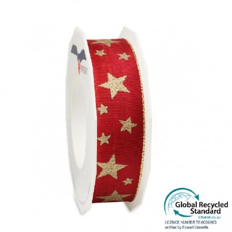 NASTRO COTONE ROSSO/STELLE ORO mm25x20mt [2700027-00.jpg]