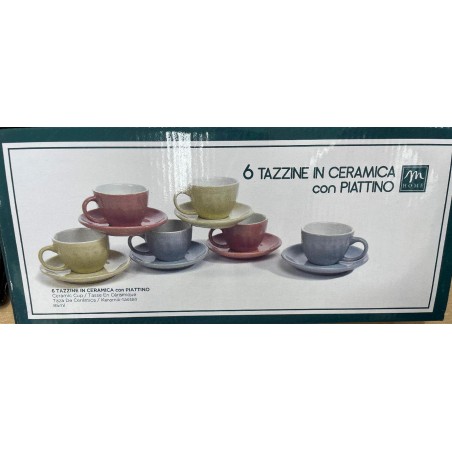 SET 6 TAZZINE DA CAFFE' CON PIATTINO COLORI PASTELLO [9022145-00.jpg]