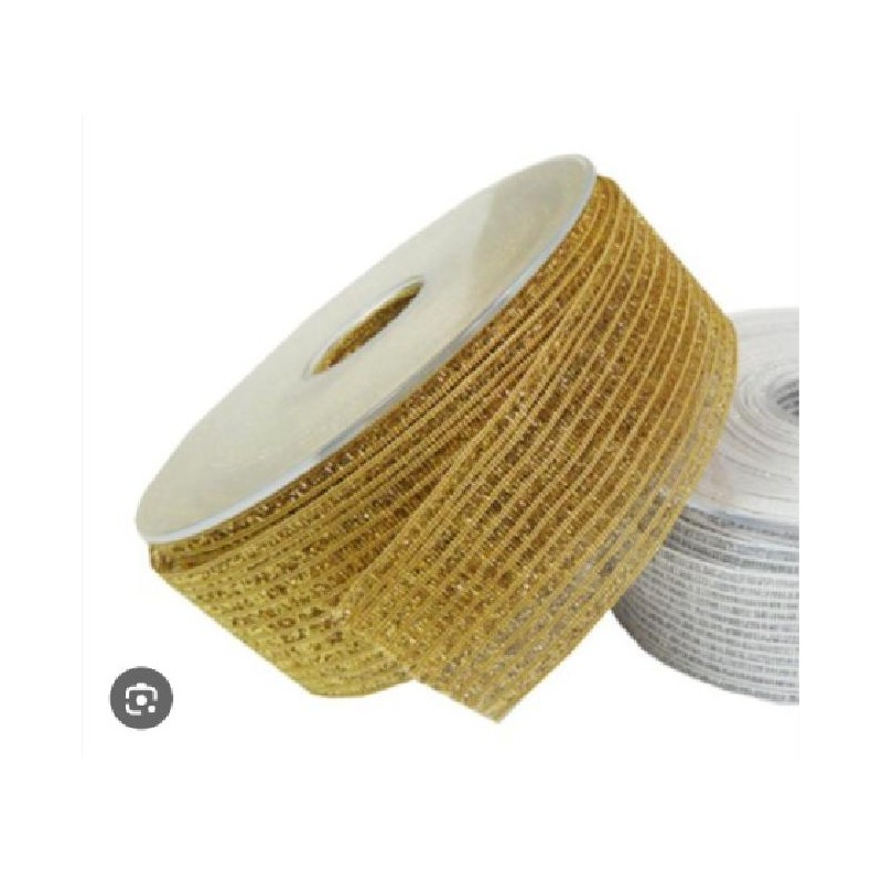 NASTRO RETE mm25x25mt ORO CON LINO [2701950-00.jpg]
