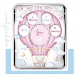 --CORNICE ARGENTO MONGOLFIERA 27x33 ROSA MULTIPLA 5 FOTO -IL MIO PRIMO ANNO- [0124902-00.jpg]