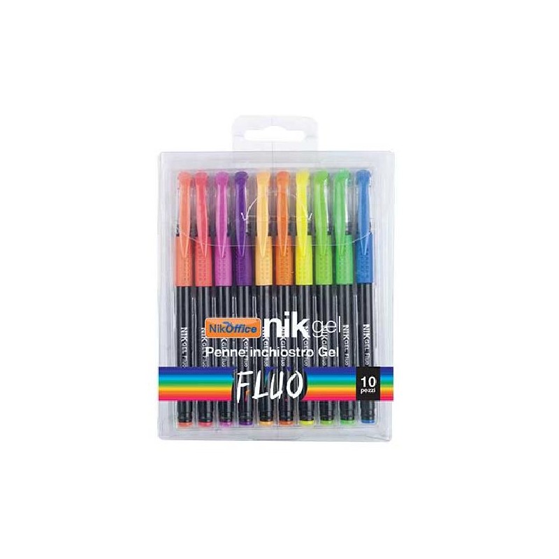 PENNE GEL FLUO Bl.10pz Ass. PUNTA 1mm [1101062-00.jpg]