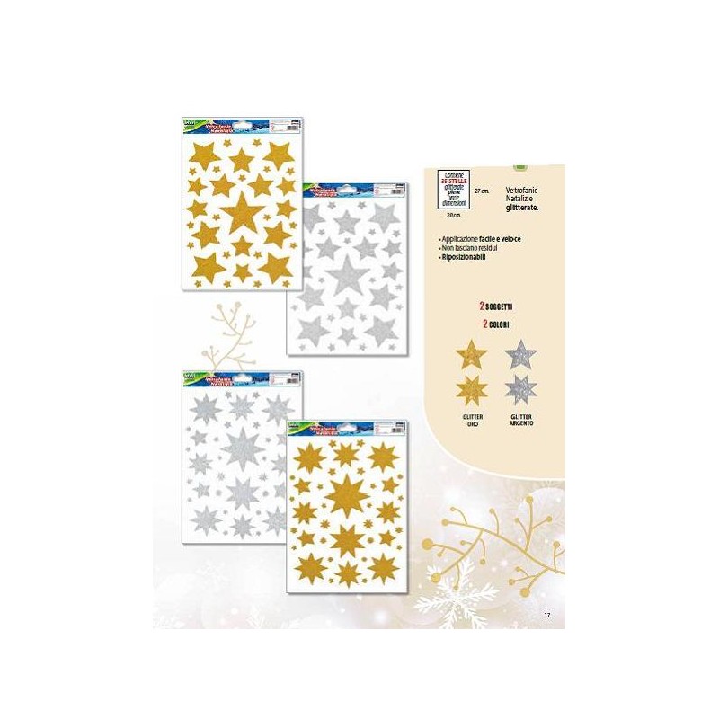 VETROFANIA STELLE GLITTER 20x27 ORO E ARGENTO [9012230-00.jpg]