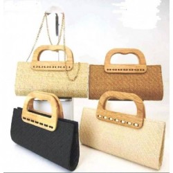 BORSETTA PAGLIA CON MANICO IN LEGNO TRACOLLA METALLO A SCOMPARSA cm28x20x5 [0600003-00.jpg]