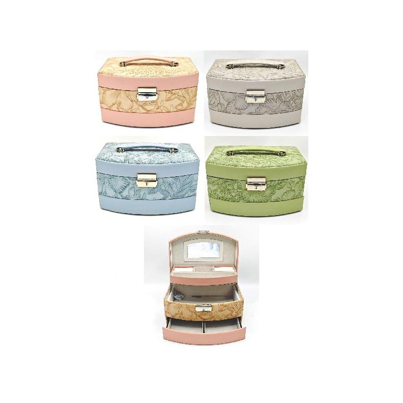 PORTAGIOIE SIMILPELLE CON LUCCHETTO CON APERTURA AUTOMATICA DEI 3 PIANI MISURA: cm 23x17x14 [0070115-00.jpg]